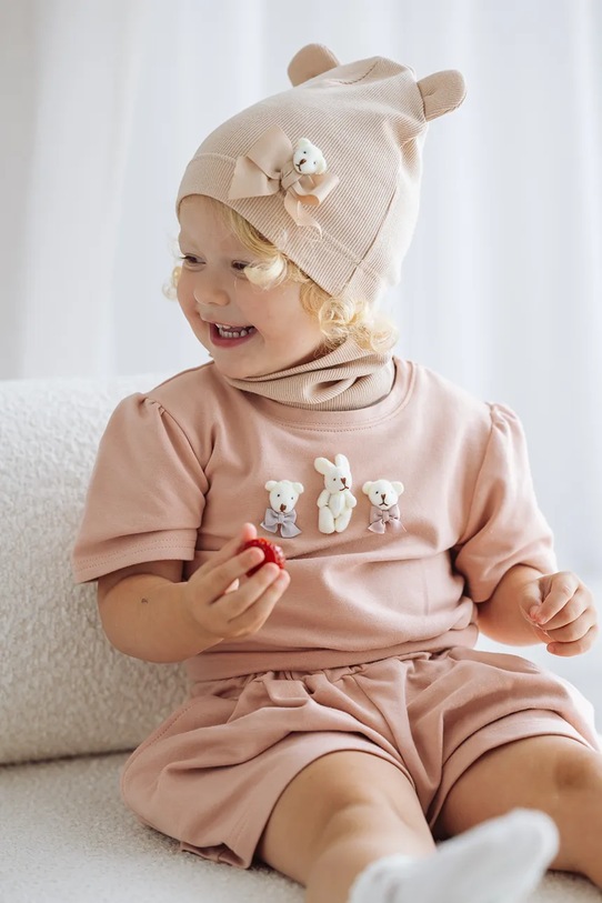 Dziewczynka Jamiks czapka beanie dziecięca PELUNA PELUNA.Nak.glo.JWI112.G beżowy