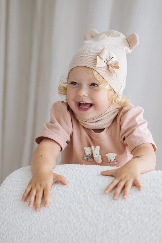 Jamiks czapka beanie dziecięca PELUNA beżowy PELUNA.Nak.glo.JWI112.G