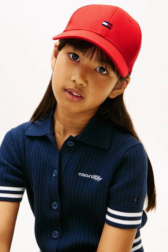 Tommy Hilfiger шапка с козирка за деца от памук червен KA0KA00025.PPY2