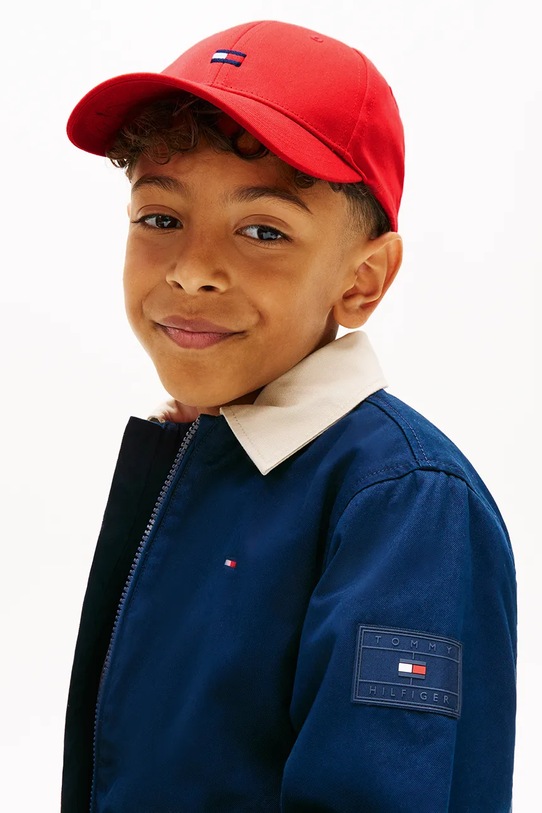 Tommy Hilfiger шапка с козирка за деца от памук KA0KA00025.PPY2 червен