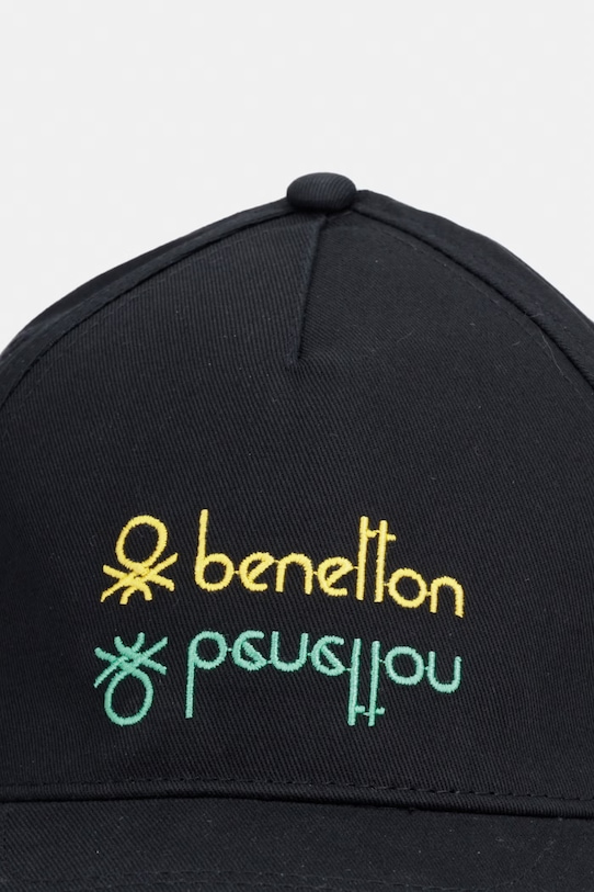 United Colors of Benetton czapka z daszkiem bawełniana 68MZCA02T.G.Seasonal czarny SS26