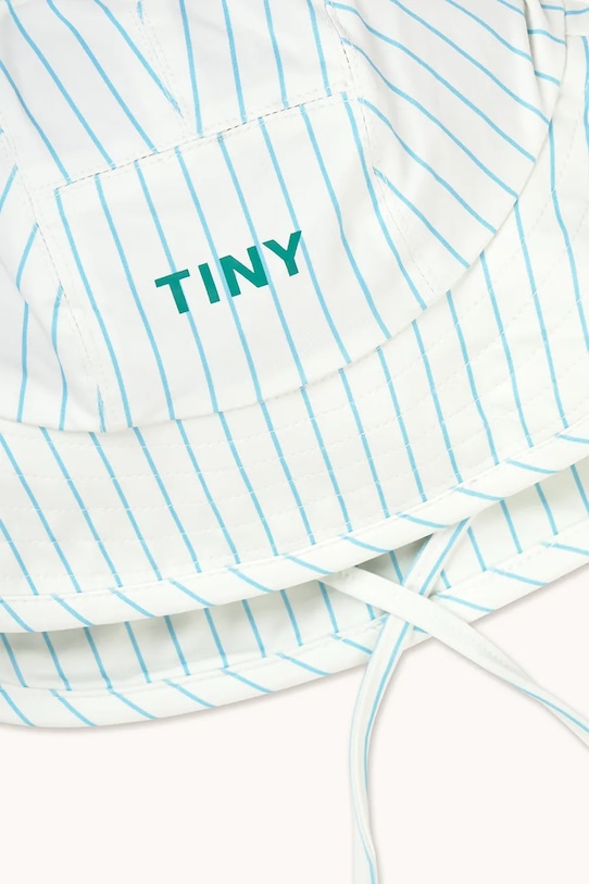 Chłopiec Tinycottons kapelusz dziecięcy CYAN FINE STRIPES BUCKET HAT SS26.454 biały