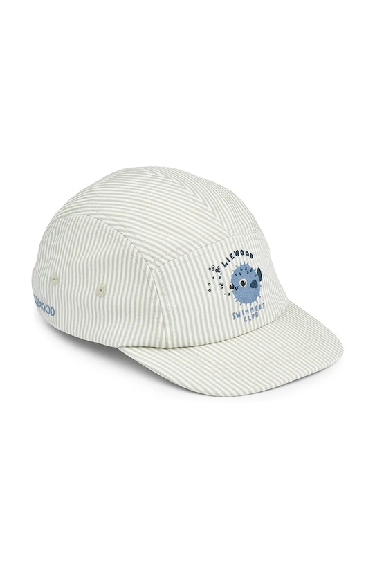 Otroška bombažna bejzbolska kapa Liewood Rory Seersucker Cap Našitek modra LW20733.PPY2