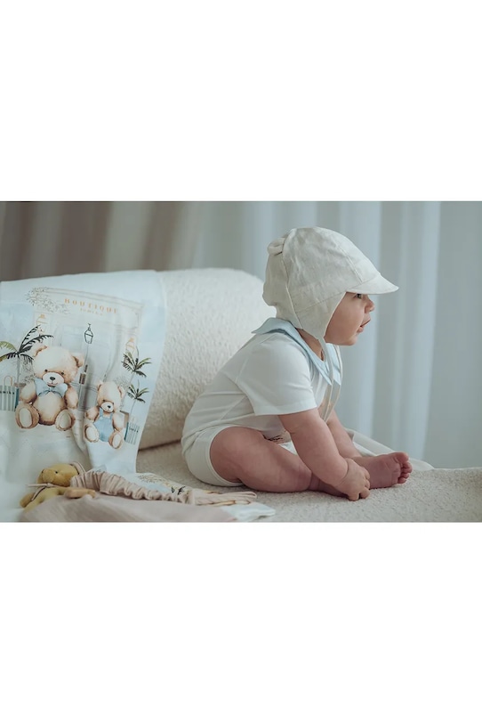 Jamiks czapka uszatka niemowlęca bawełniana DAMIEN DAMIEN.Nak.glo.JLI153.K beżowy SS26