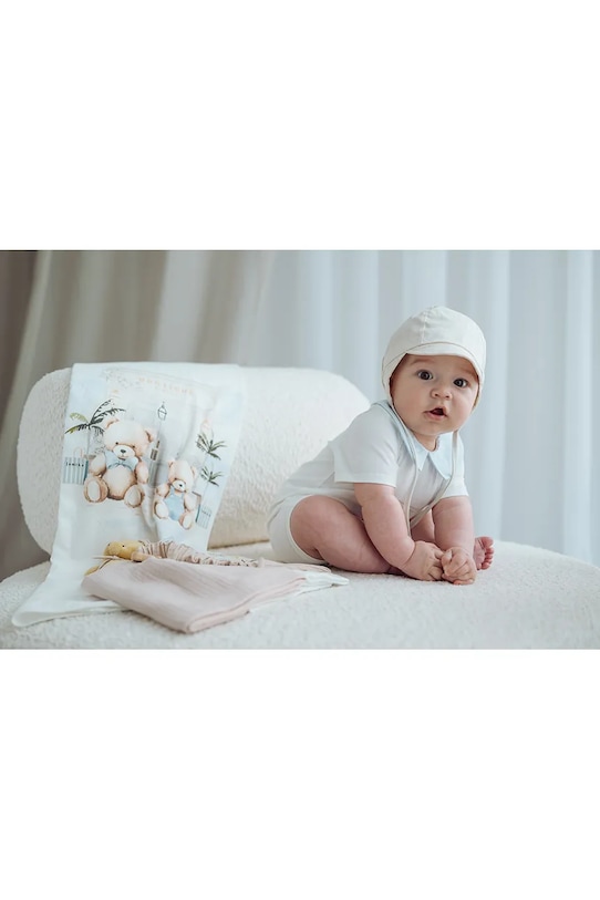 Chłopiec Jamiks czapka uszatka niemowlęca bawełniana DAMIEN DAMIEN.Nak.glo.JLI153.K beżowy