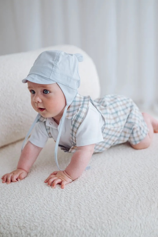 Jamiks czapka uszatka niemowlęca bawełniana DAMIEN niebieski DAMIEN.Nak.glo.JLI153.K