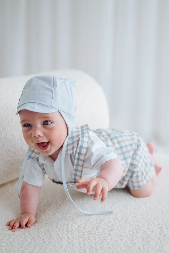 Jamiks czapka uszatka niemowlęca bawełniana DAMIEN DAMIEN.Nak.glo.JLI153.K niebieski