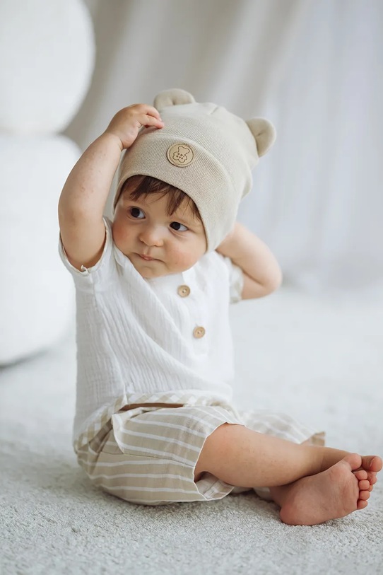 Chłopiec Jamiks czapka beanie dziecięca bawełniana VINCENTS VINCENTS.Na.gl.JWI003.K beżowy