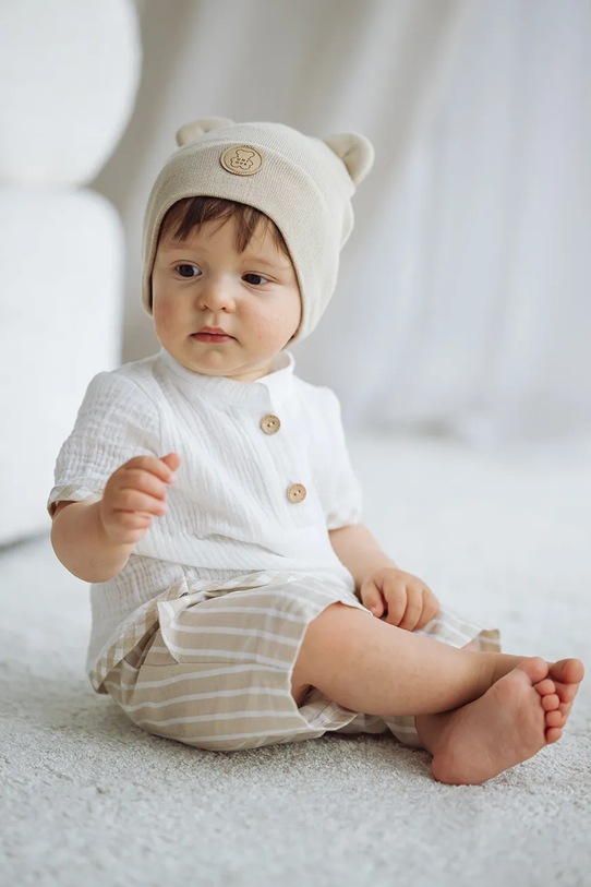 Jamiks czapka beanie dziecięca bawełniana VINCENTS VINCENTS.Na.gl.JWI003.K beżowy