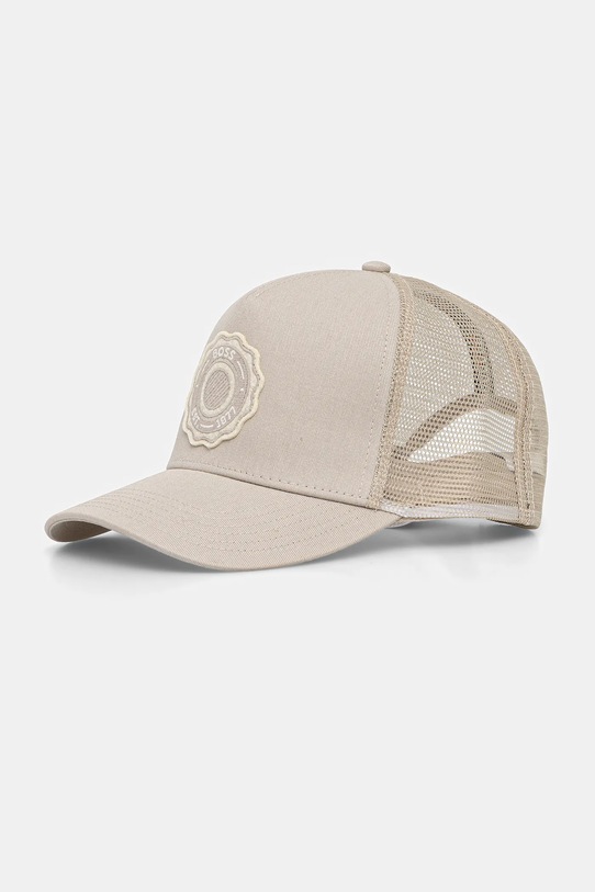 BOSS Orange czapka z daszkiem bawełniana Elliot-Varsity aplikacja szary 50555539