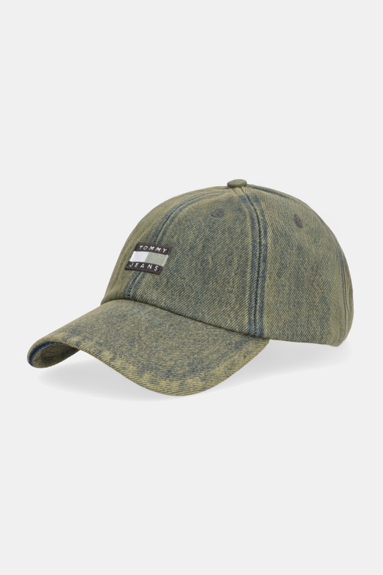 Tommy Jeans czapka z daszkiem jeansowa bawełna zielony AM0AM13853