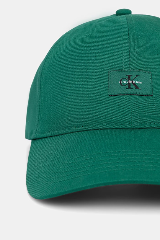 Bavlněná baseballová čepice Calvin Klein LV04D5077G zelená SS26