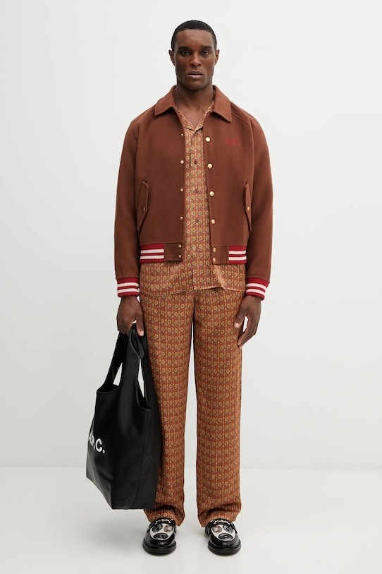 Bavlněná baseballová čepice Drôle de Monsieur Casquette Drôle nášivka hnědá J.CP196.CO138.CHO