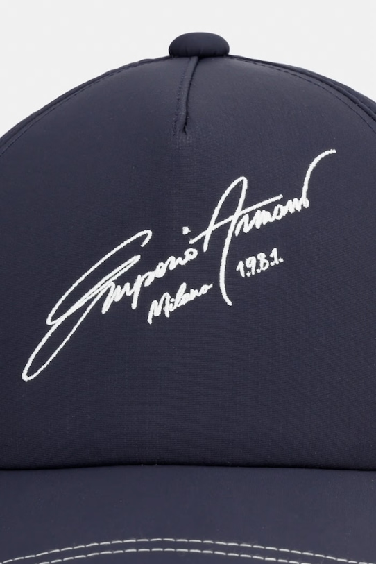 Baseballová čiapka s nádychom hodvábu Emporio Armani EM004851.AF24835 tmavomodrá SS26