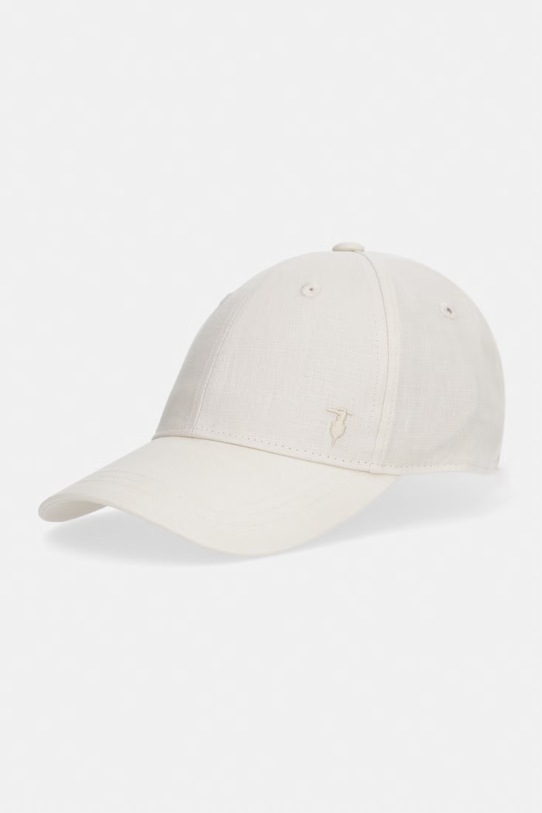 Trussardi czapka baseballowa męska lniana beżowy E002C000008N
