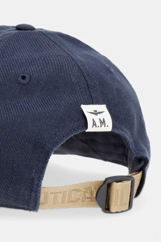 Akcesoria Aeronautica Militare czapka z daszkiem męska lniana HA1245UCT04293 granatowy