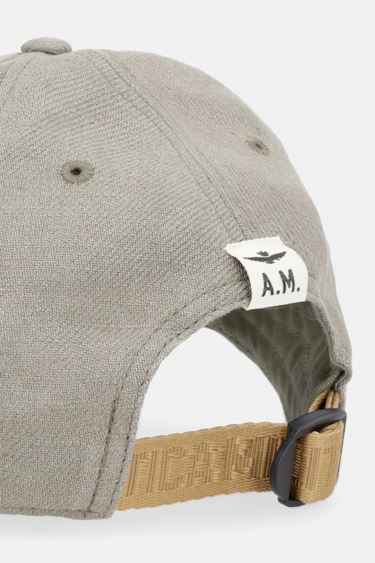 Akcesoria Aeronautica Militare czapka z daszkiem męska lniana HA1245UCT04293 zielony