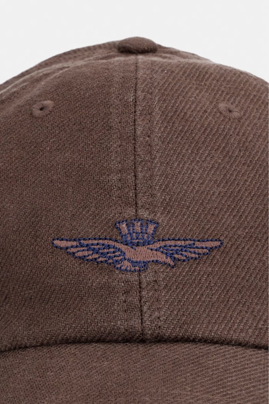 Aeronautica Militare czapka z daszkiem męska lniana HA1245UCT04293 brązowy SS26