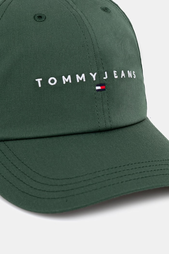 Tommy Jeans καπέλο με γείσο ανδρικό βαμβακερό AM0AM14198 πράσινο SS26