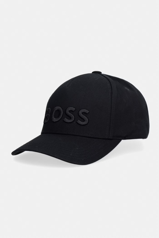 BOSS czapka z daszkiem bawełniana Boss aplikacja czarny 50556418