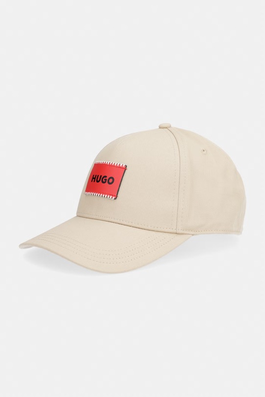 HUGO Καπέλο με γείσο ανδρικό βαμβακερό Jude-SL μπεζ 50560442