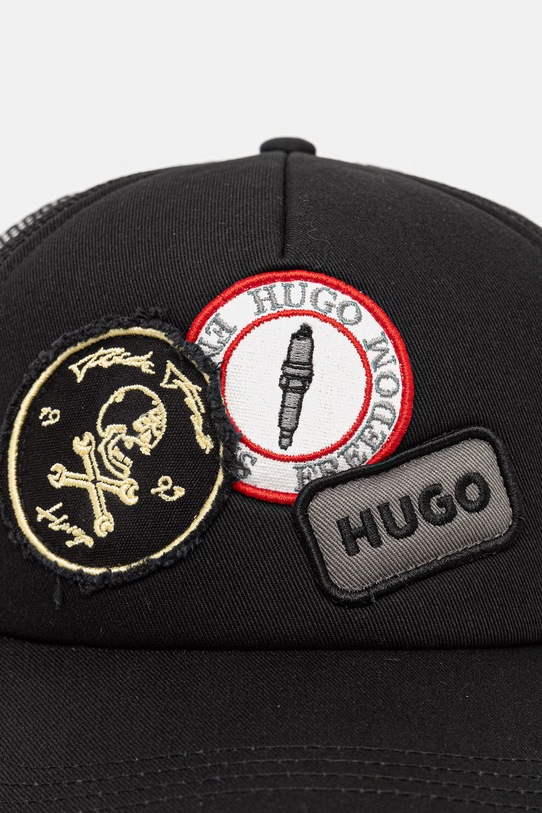 HUGO czapka z daszkiem męska Marsel-Trucker-Biker 50560443 czarny SS26