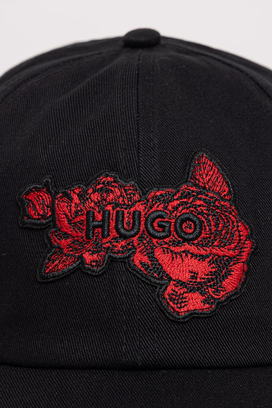 HUGO шапка с козирка мъжка от памук Mett-Biker 50560453 черен SS26