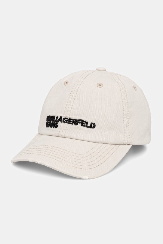 Karl Lagerfeld Jeans czapka z daszkiem męska bawełniana beżowy B2M33012
