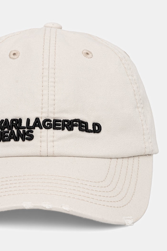 Karl Lagerfeld Jeans czapka z daszkiem męska bawełniana B2M33012 beżowy SS26