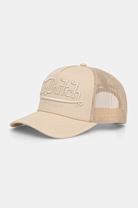 Von Dutch čiapka so šiltom pánska bavlnená béžová VD.1.CB.EMB