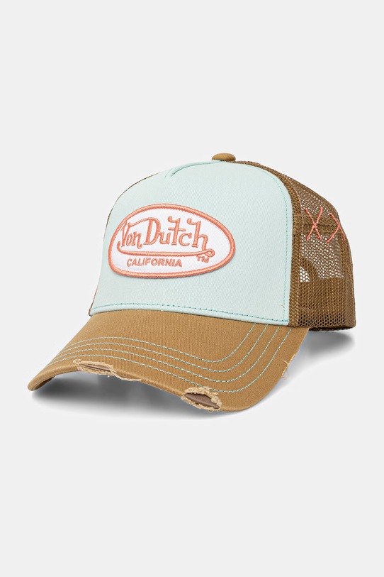 Von Dutch czapka trucker męska bawełniana beżowy VD.1.CT.USED