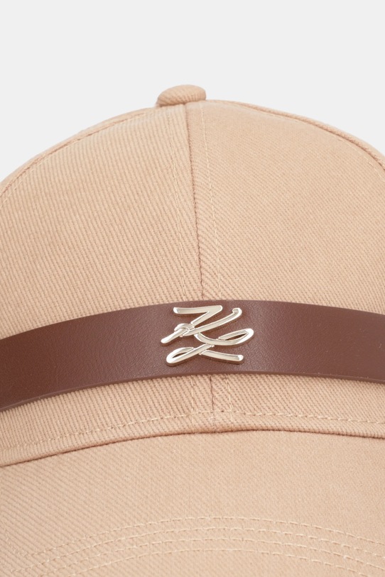 Karl Lagerfeld czapka z daszkiem bawełniana K/AUTOGRAPH B1W33010 beżowy SS26