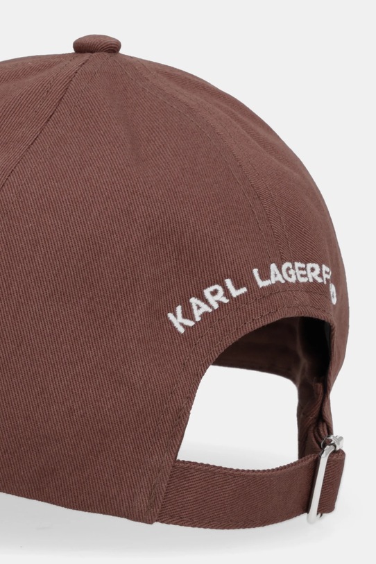 Akcesoria Karl Lagerfeld czapka z daszkiem bawełniana K/SIGNATURE B1W33009 brązowy