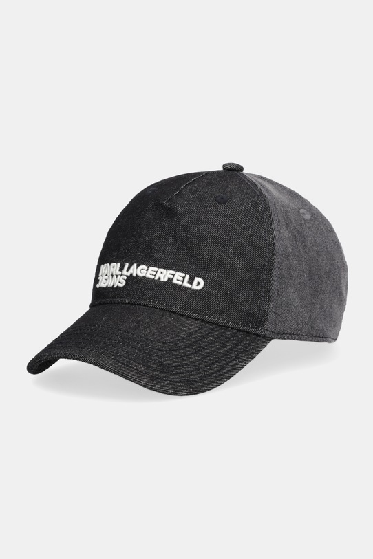 Karl Lagerfeld Jeans czapka z daszkiem jeansowa aplikacja szary B1W33054