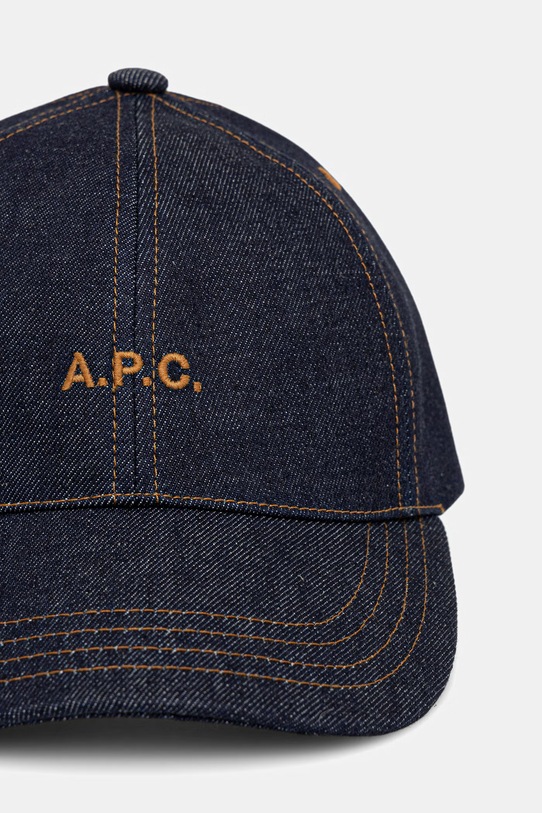 A.P.C. czapka z daszkiem jeansowa CASQUETTE THAIS COHIZ.M24127 granatowy SS26