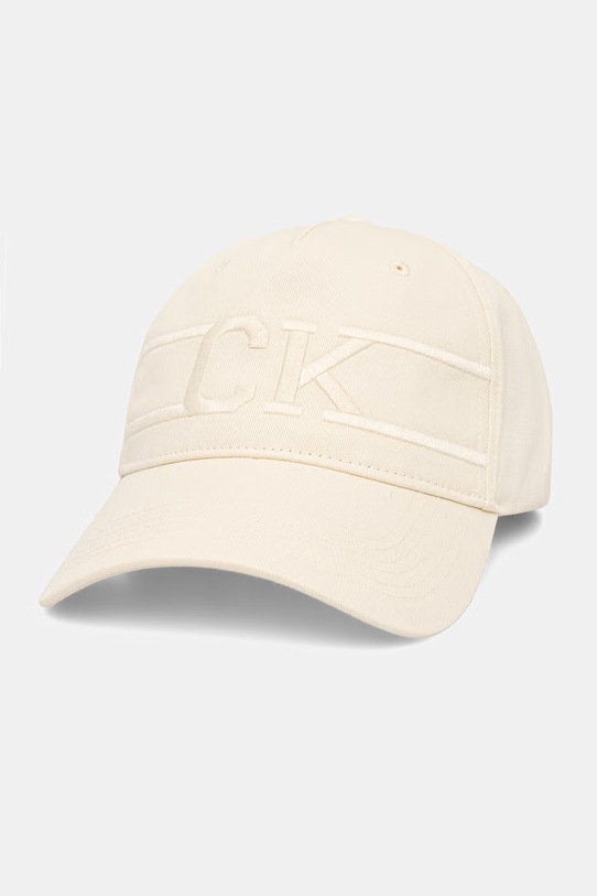 Calvin Klein καπέλο με γείσο βαμβακερό μπεζ LV04D5084G