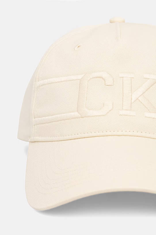 Calvin Klein καπέλο με γείσο βαμβακερό LV04D5084G μπεζ SS26