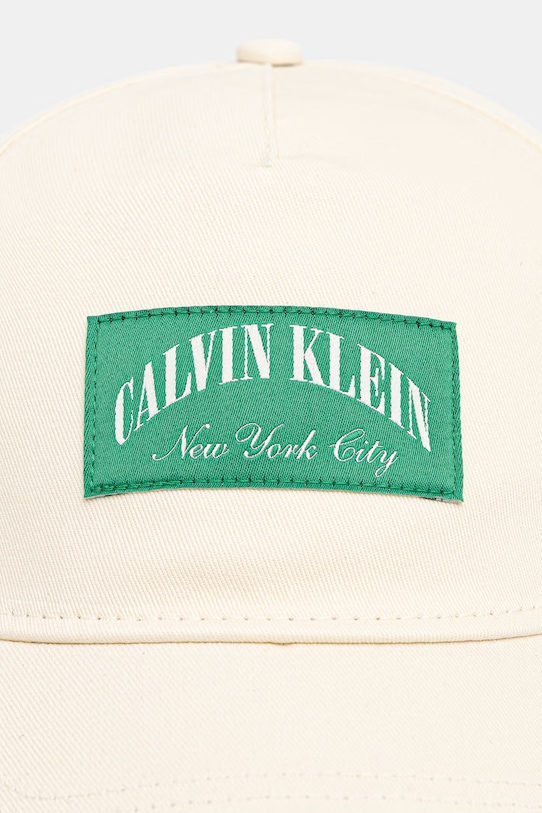Calvin Klein Καπέλο μπέιζμπολ βαμβακερό LV04D5103G μπεζ SS26