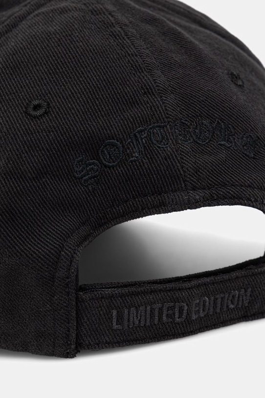 VETEMENTS czapka z daszkiem jeansowa Leather Biker Cross czarny UE76CA329B