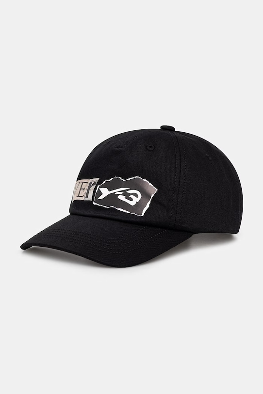 Y-3 czapka z daszkiem bawełniana MERCH CAP nadruk czarny KD0179
