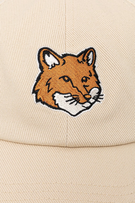 Maison Kitsuné czapka z daszkiem bawełniana Fox Head PM06100WW0096 beżowy SS26