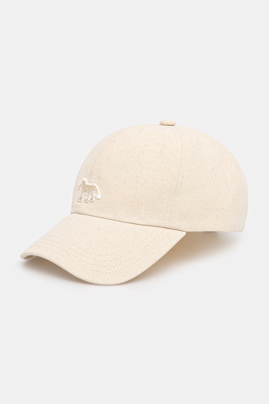 Maison Kitsuné czapka z daszkiem bawełniana Baby Fox gładkie beżowy OW06108WB0026