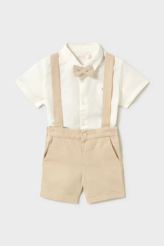 Mayoral komplet bawełniany niemowlęcy tkanina beżowy 1226.3A.Baby.PPY2