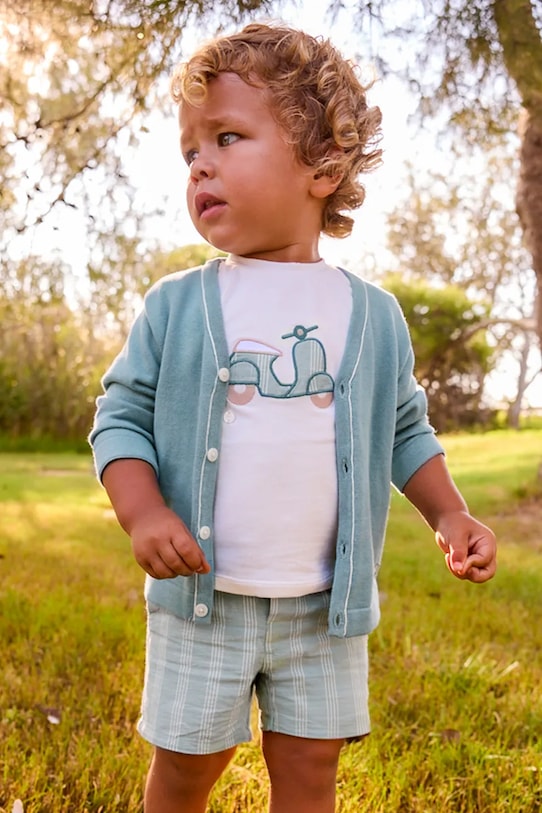 Dječji set s primjesom lana Mayoral print zelena 1227.3B.Baby.PPY2