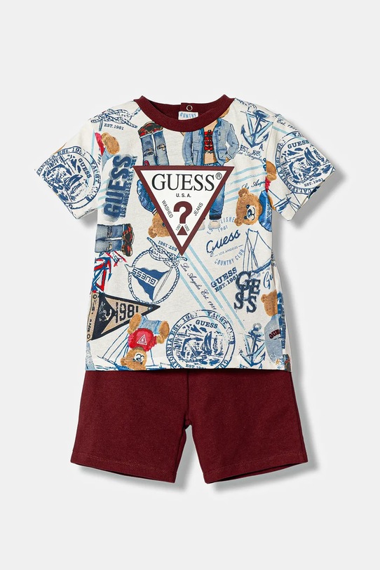 Guess komplet bawełniany niemowlęcy 2-pack nadruk bordowy I6RG08.K8HM4.PPY2