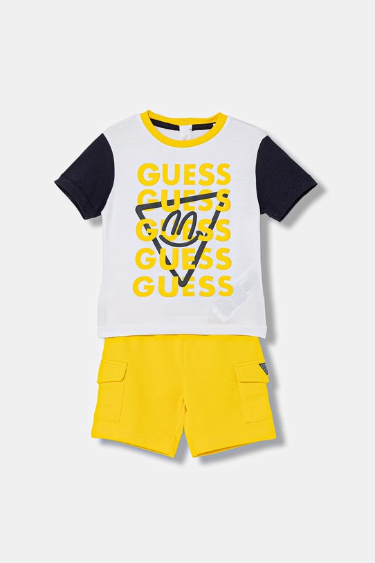 Βρεφικό βαμβακερό σετ Guess 2-pack στάμπα κίτρινο I6RG15.K8HM4.PPY2