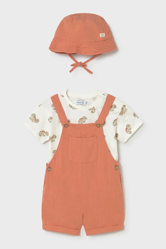Mayoral komplet bawełniany dziecięcy 1663.3C.Baby.PPY2 pomarańczowy SS26