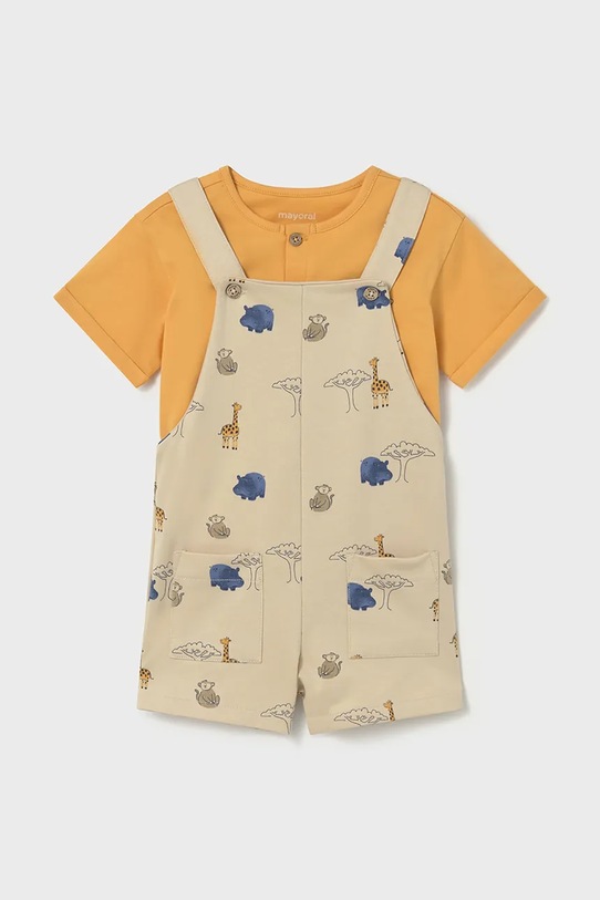 Mayoral komplet bawełniany dziecięcy wzorzyste żółty 1664.3F.Baby.PPY2