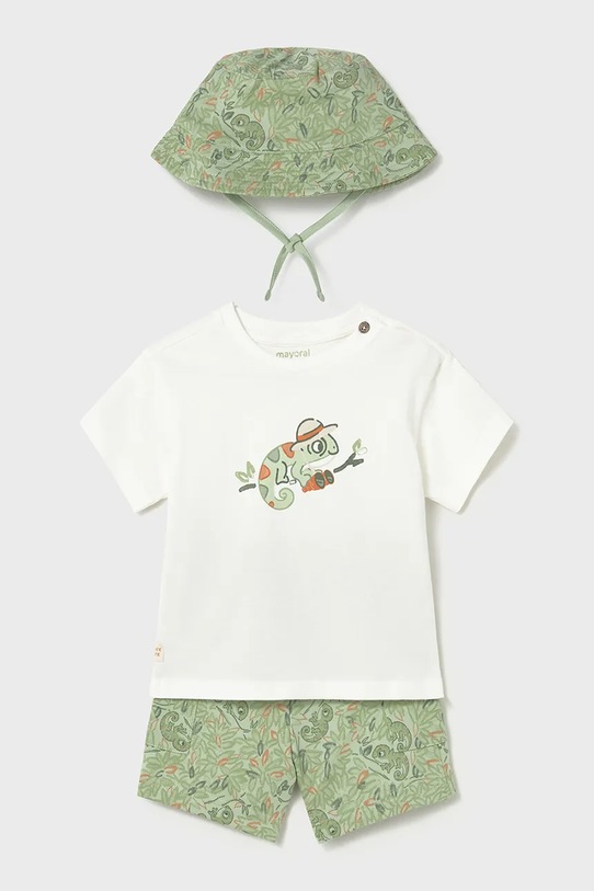 Mayoral komplet bawełniany dziecięcy nadruk zielony 1667.3D.Baby.PPY2