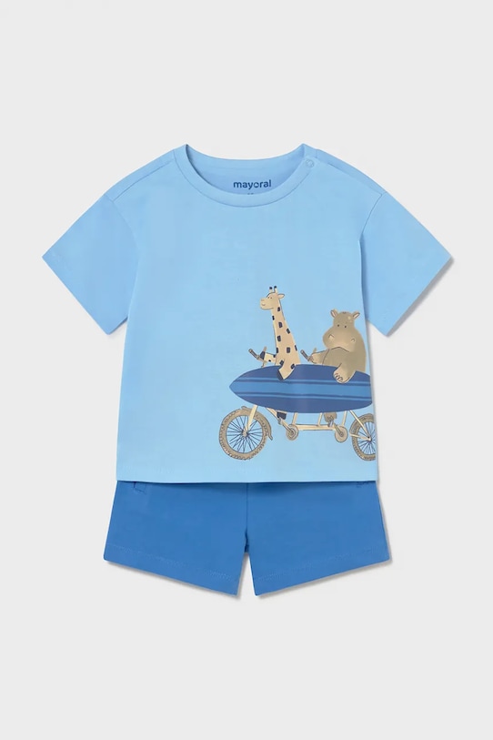 Mayoral komplet bawełniany dziecięcy nadruk niebieski 1670.3G.Baby.PPY2